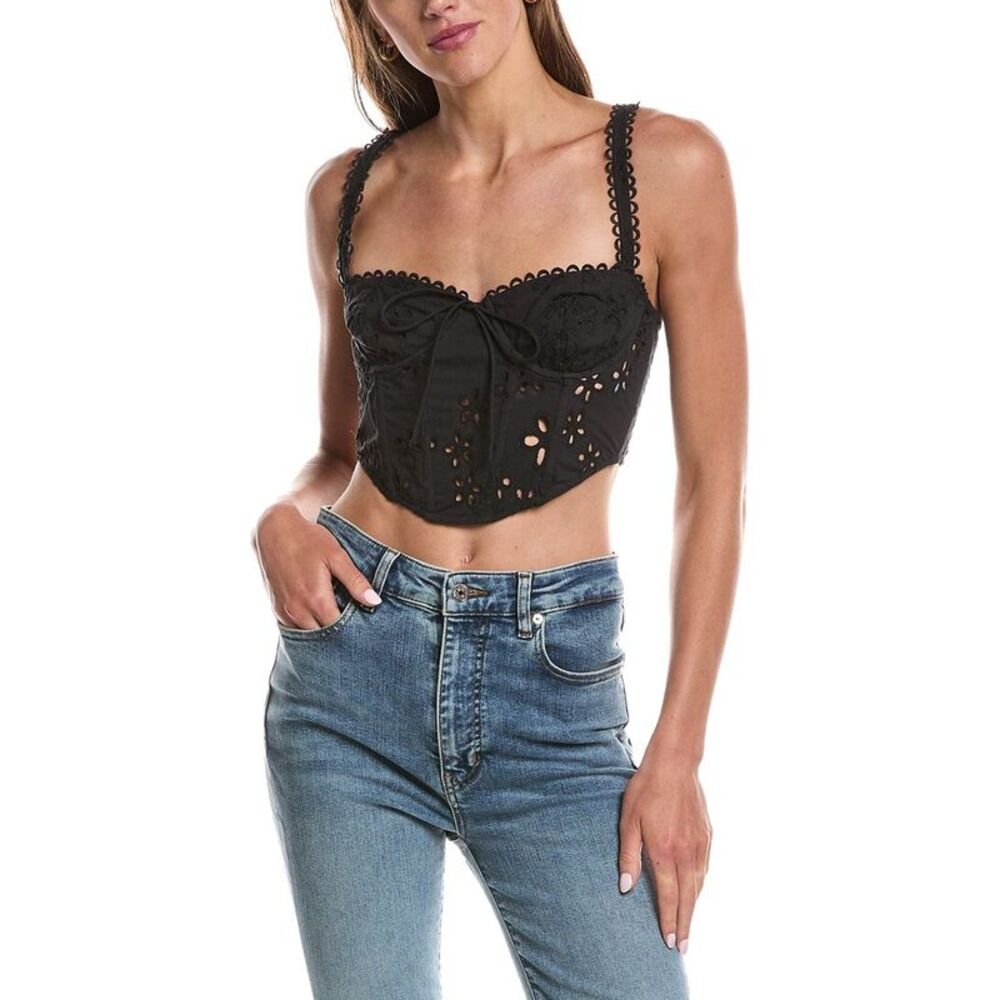 For Love & Lemons Womens  Sammie Corset Top, Black